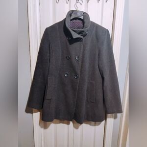 Steve Madden Gray Pea Coat Double-Breasted Wool Blend